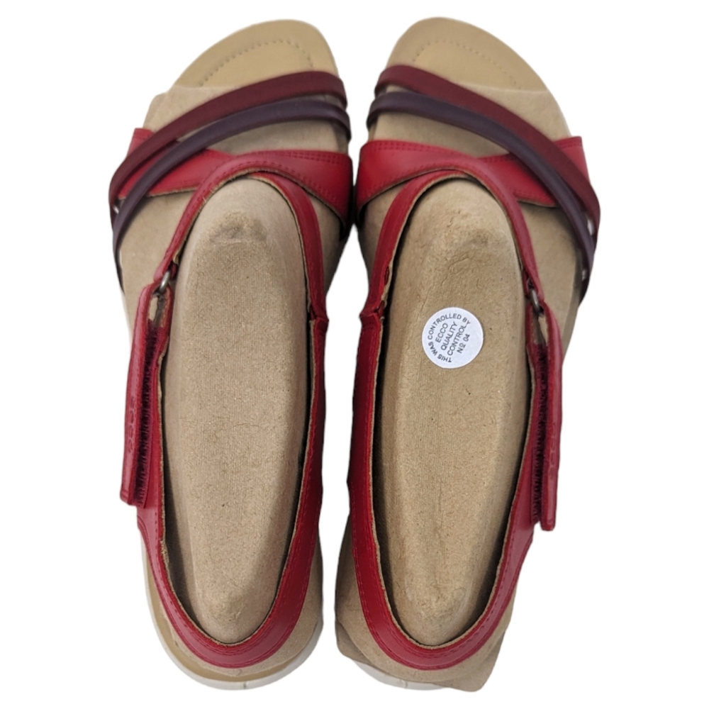 ECCO Leather Felicia Sandals NEW Womens 42 11 11.5 Red Strappy Velcro Closure - Picture 14 of 14